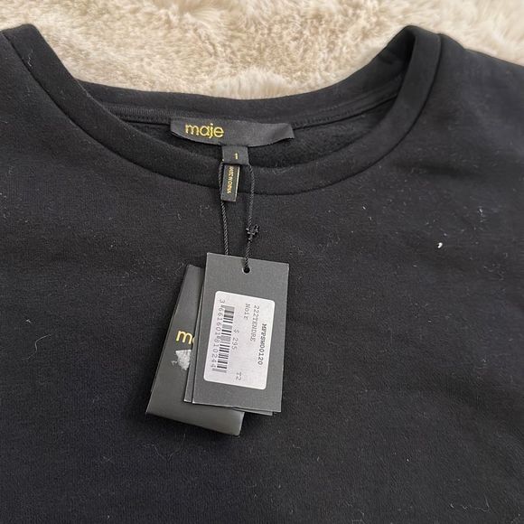 Maje Sweatshirt with Lace Details Black Size 2 - Picture 4 of 9